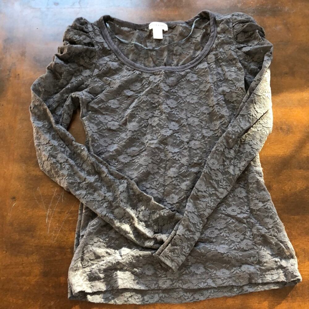 Sheer Lacy Long Sleeve Top Size M